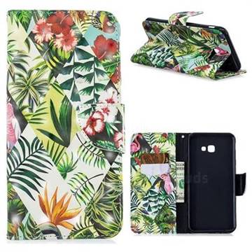 Banana Leaf 3D Painted Leather Wallet Phone Case for Samsung Galaxy J4 Plus(6.0 inch)