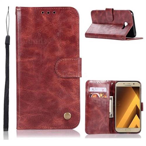 Luxury Retro Leather Wallet Case for Samsung Galaxy J4 Plus(6.0 inch) - Wine Red