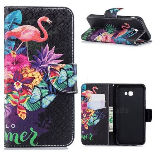 Flowers Flamingos Leather Wallet Case for Samsung Galaxy J4 Plus(6.0 inch)