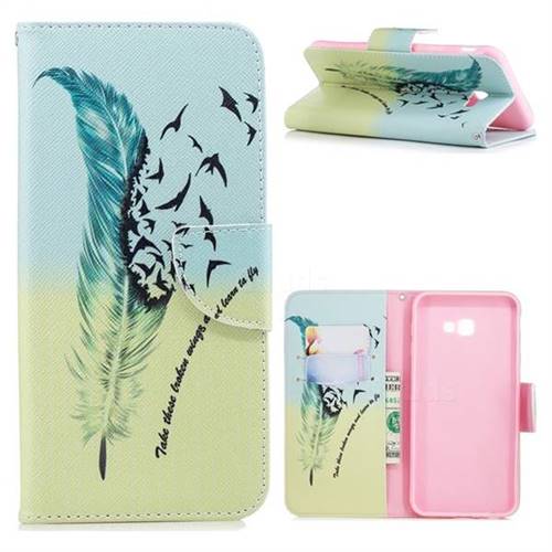 Feather Bird Leather Wallet Case for Samsung Galaxy J4 Plus(6.0 inch)