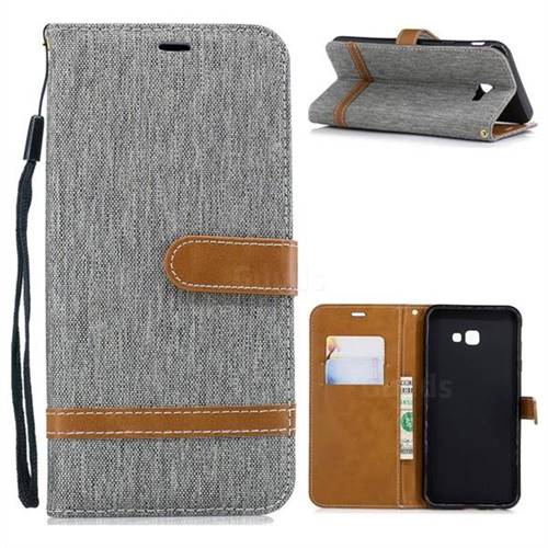Jeans Cowboy Denim Leather Wallet Case for Samsung Galaxy J4 Plus(6.0 inch) - Gray