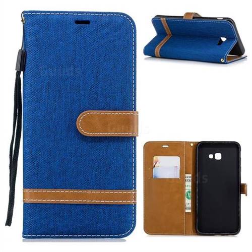 Jeans Cowboy Denim Leather Wallet Case for Samsung Galaxy J4 Plus(6.0 inch) - Sapphire