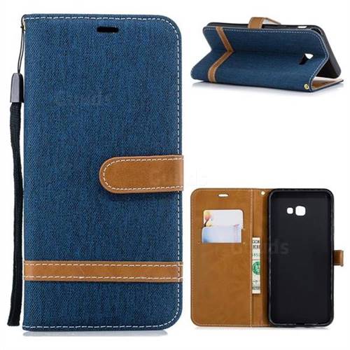 Jeans Cowboy Denim Leather Wallet Case for Samsung Galaxy J4 Plus(6.0 inch) - Dark Blue