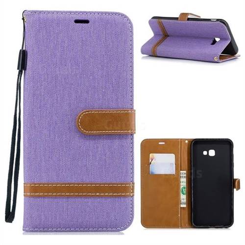 Jeans Cowboy Denim Leather Wallet Case for Samsung Galaxy J4 Plus(6.0 inch) - Purple