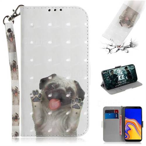 Pug Dog 3D Painted Leather Wallet Phone Case for Samsung Galaxy J4 Plus(6.0 inch)