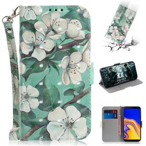 Watercolor Flower 3D Painted Leather Wallet Phone Case for Samsung Galaxy J4 Plus(6.0 inch)