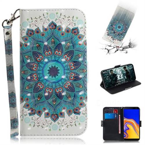 Peacock Mandala 3D Painted Leather Wallet Phone Case for Samsung Galaxy J4 Plus(6.0 inch)
