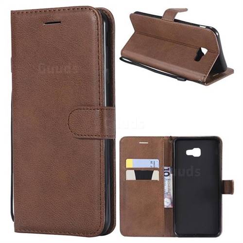 Retro Greek Classic Smooth PU Leather Wallet Phone Case for Samsung Galaxy J4 Plus(6.0 inch) - Brown