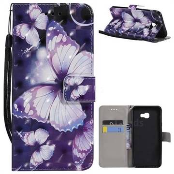 Violet butterfly 3D Painted Leather Wallet Case for Samsung Galaxy J4 Plus(6.0 inch)