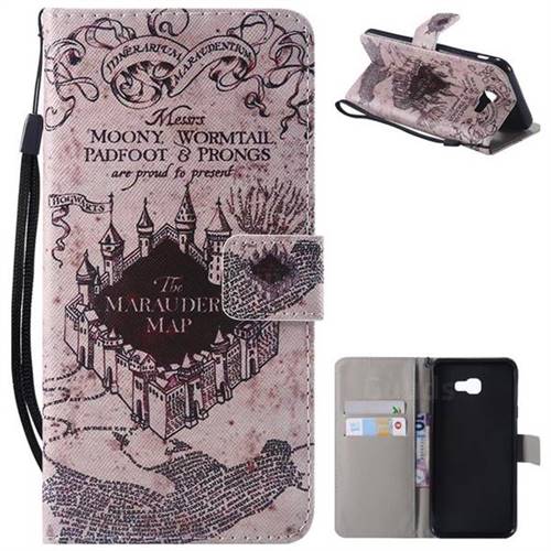 Castle The Marauders Map PU Leather Wallet Case for Samsung Galaxy J4 Plus(6.0 inch)