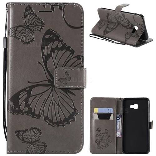 Embossing 3D Butterfly Leather Wallet Case for Samsung Galaxy J4 Plus(6.0 inch) - Gray