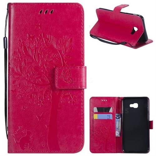 Embossing Butterfly Tree Leather Wallet Case for Samsung Galaxy J4 Plus(6.0 inch) - Rose