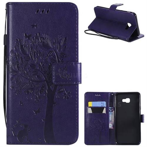 Embossing Butterfly Tree Leather Wallet Case for Samsung Galaxy J4 Plus(6.0 inch) - Purple