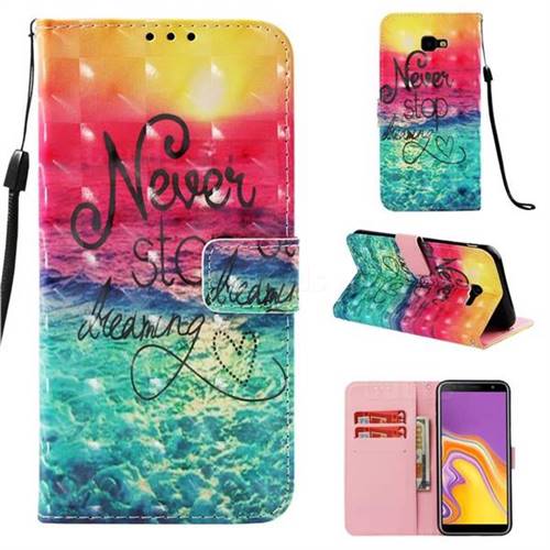 Colorful Dream Catcher 3D Painted Leather Wallet Case for Samsung Galaxy J4 Plus(6.0 inch)