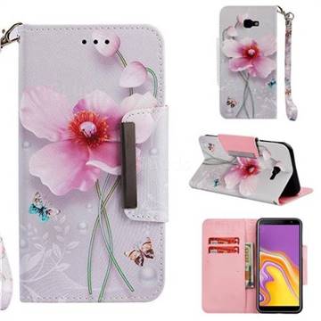 Pearl Flower Big Metal Buckle PU Leather Wallet Phone Case for Samsung Galaxy J4 Plus(6.0 inch)