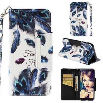 Peacock Feather Big Metal Buckle PU Leather Wallet Phone Case for Samsung Galaxy J4 Plus(6.0 inch)