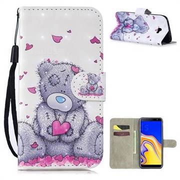 Love Panda 3D Painted Leather Wallet Phone Case for Samsung Galaxy J4 Plus(6.0 inch)