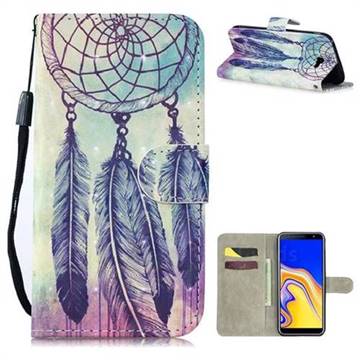 Feather Wind Chimes 3D Painted Leather Wallet Phone Case for Samsung Galaxy J4 Plus(6.0 inch)