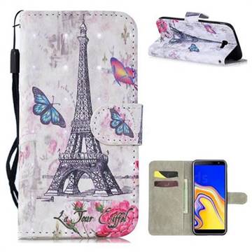 Paris Tower 3D Painted Leather Wallet Phone Case for Samsung Galaxy J4 Plus(6.0 inch)