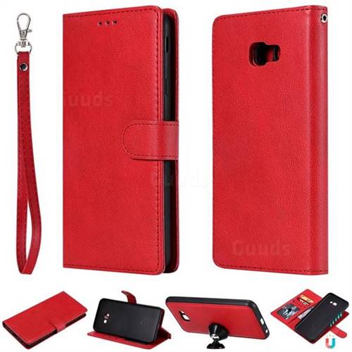 Retro Greek Detachable Magnetic PU Leather Wallet Phone Case for Samsung Galaxy J4 Plus(6.0 inch) - Red
