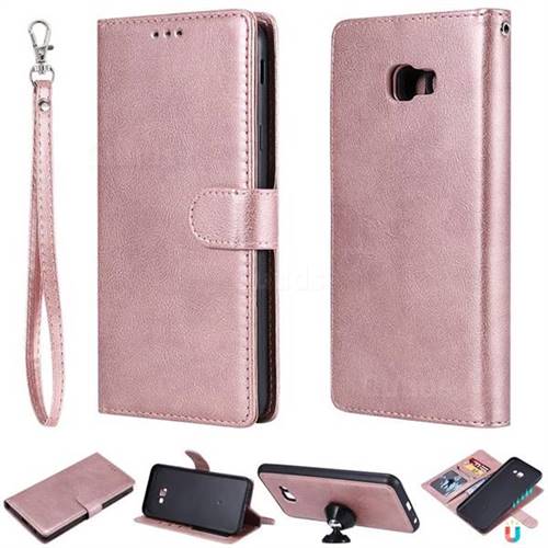 Retro Greek Detachable Magnetic PU Leather Wallet Phone Case for Samsung Galaxy J4 Plus(6.0 inch) - Rose Gold