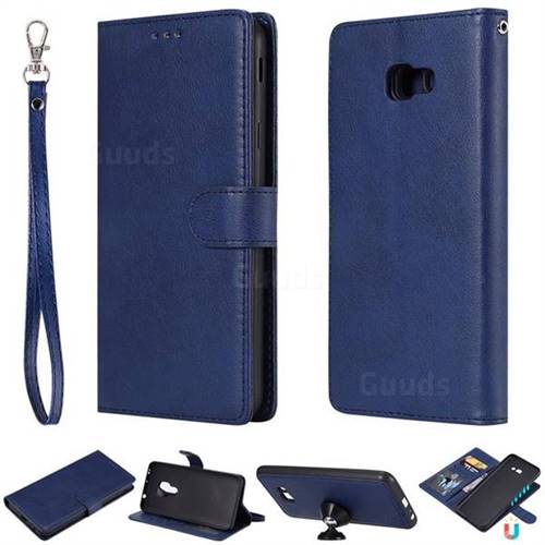Retro Greek Detachable Magnetic PU Leather Wallet Phone Case for Samsung Galaxy J4 Plus(6.0 inch) - Blue