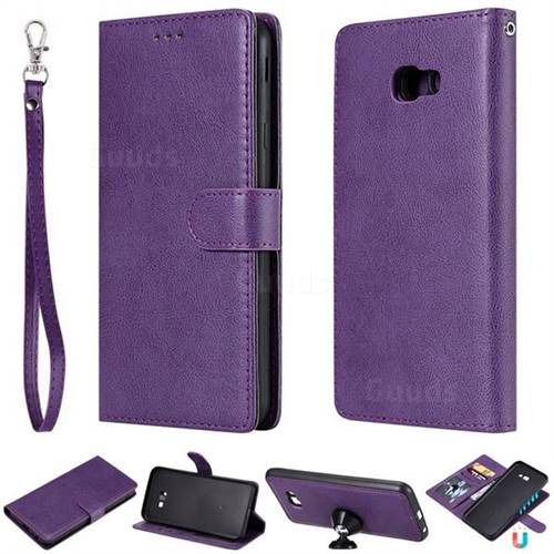 Retro Greek Detachable Magnetic PU Leather Wallet Phone Case for Samsung Galaxy J4 Plus(6.0 inch) - Purple
