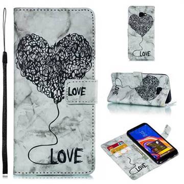 Marble Heart PU Leather Wallet Phone Case for Samsung Galaxy J4 Plus(6.0 inch) - Black