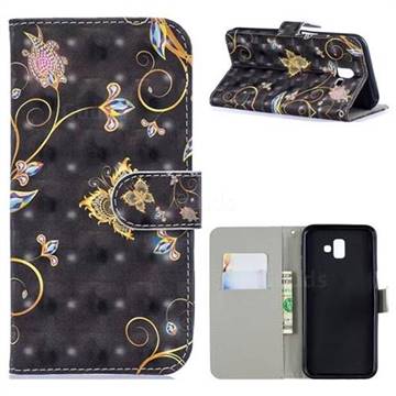 Black Butterfly 3D Painted Leather Phone Wallet Case for Samsung Galaxy J4 Plus(6.0 inch)