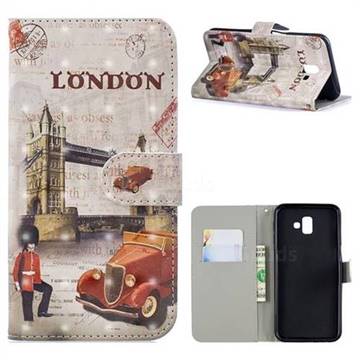 Retro London 3D Painted Leather Phone Wallet Case for Samsung Galaxy J4 Plus(6.0 inch)