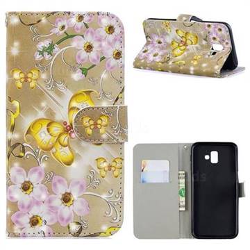 Golden Butterfly 3D Painted Leather Phone Wallet Case for Samsung Galaxy J4 Plus(6.0 inch)