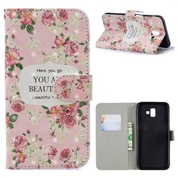 Butterfly Flower 3D Painted Leather Phone Wallet Case for Samsung Galaxy J4 Plus(6.0 inch)