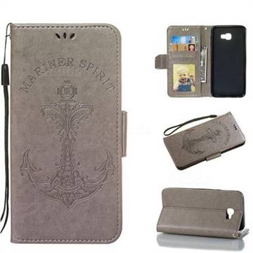 Embossing Mermaid Mariner Spirit Leather Wallet Case for Samsung Galaxy J4 Plus(6.0 inch) - Gray