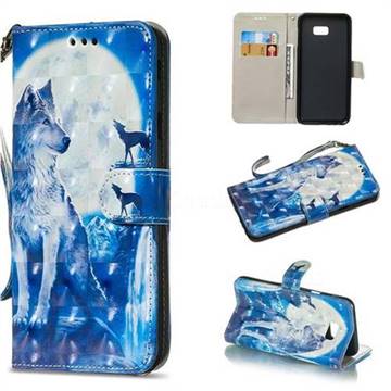 Ice Wolf 3D Painted Leather Wallet Phone Case for Samsung Galaxy J4 Plus(6.0 inch)