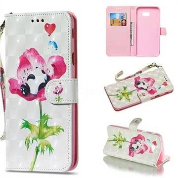 Flower Panda 3D Painted Leather Wallet Phone Case for Samsung Galaxy J4 Plus(6.0 inch)