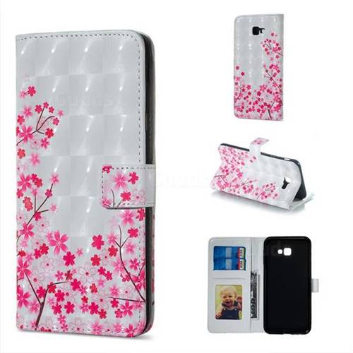Cherry Blossom 3D Painted Leather Phone Wallet Case for Samsung Galaxy J4 Plus(6.0 inch)