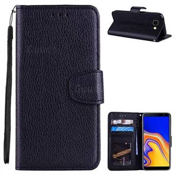 Litchi Pattern PU Leather Wallet Case for Samsung Galaxy J4 Plus(6.0 inch) - Black