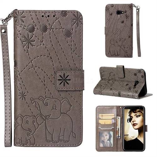 Embossing Fireworks Elephant Leather Wallet Case for Samsung Galaxy J4 Plus(6.0 inch) - Gray