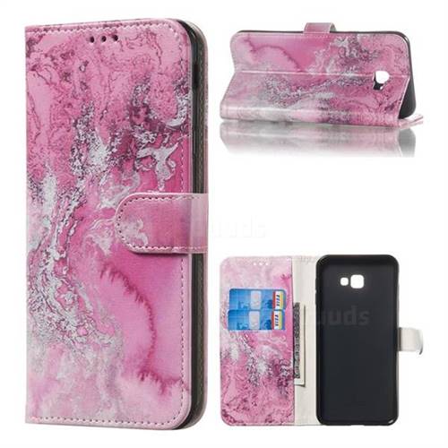 Pink Seawater PU Leather Wallet Case for Samsung Galaxy J4 Plus(6.0 inch)