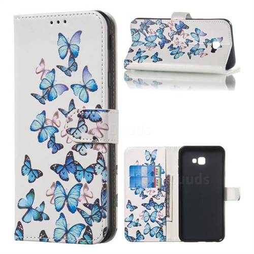 Blue Vivid Butterflies PU Leather Wallet Case for Samsung Galaxy J4 Plus(6.0 inch)