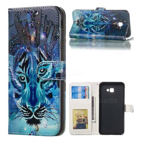 Ice Wolf 3D Relief Oil PU Leather Wallet Case for Samsung Galaxy J4 Plus(6.0 inch)