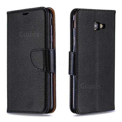 Classic Luxury Litchi Leather Phone Wallet Case for Samsung Galaxy J4 Plus(6.0 inch) - Black