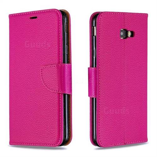 Classic Luxury Litchi Leather Phone Wallet Case for Samsung Galaxy J4 Plus(6.0 inch) - Rose