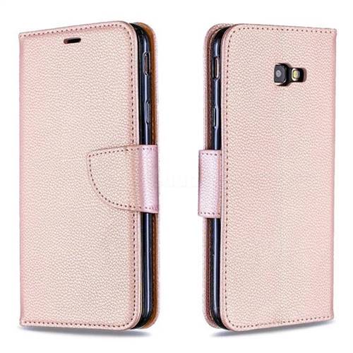 Classic Luxury Litchi Leather Phone Wallet Case for Samsung Galaxy J4 Plus(6.0 inch) - Golden