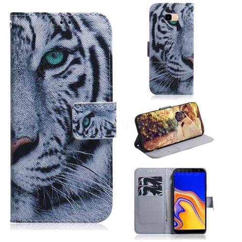 White Tiger PU Leather Wallet Case for Samsung Galaxy J4 Plus(6.0 inch)