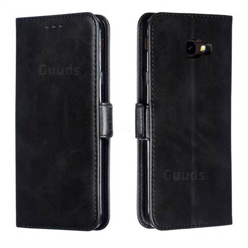Retro Classic Calf Pattern Leather Wallet Phone Case for Samsung Galaxy J4 Plus(6.0 inch) - Black