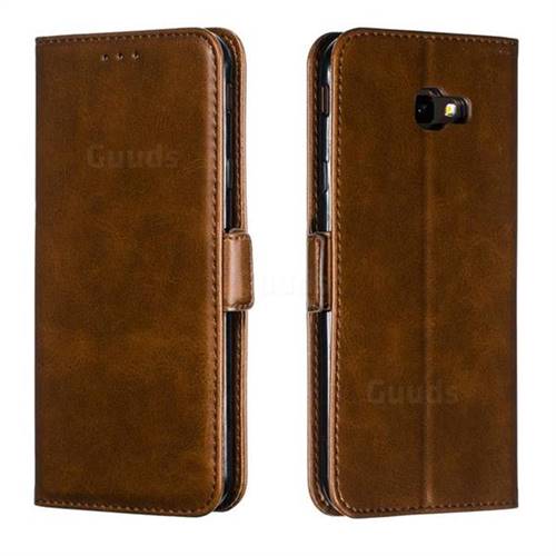 Retro Classic Calf Pattern Leather Wallet Phone Case for Samsung Galaxy J4 Plus(6.0 inch) - Brown