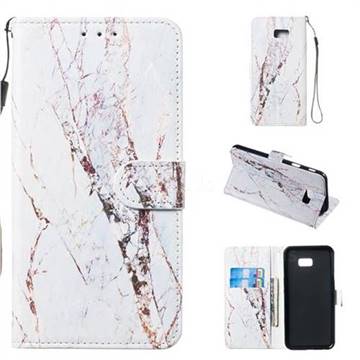 White Marble Smooth Leather Phone Wallet Case for Samsung Galaxy J4 Plus(6.0 inch)