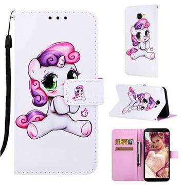 Playful Pony Matte Leather Wallet Phone Case for Samsung Galaxy J4 Plus(6.0 inch)