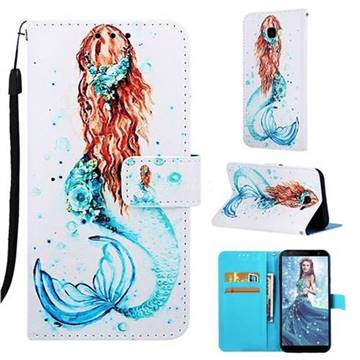 Mermaid Matte Leather Wallet Phone Case for Samsung Galaxy J4 Plus(6.0 inch)
